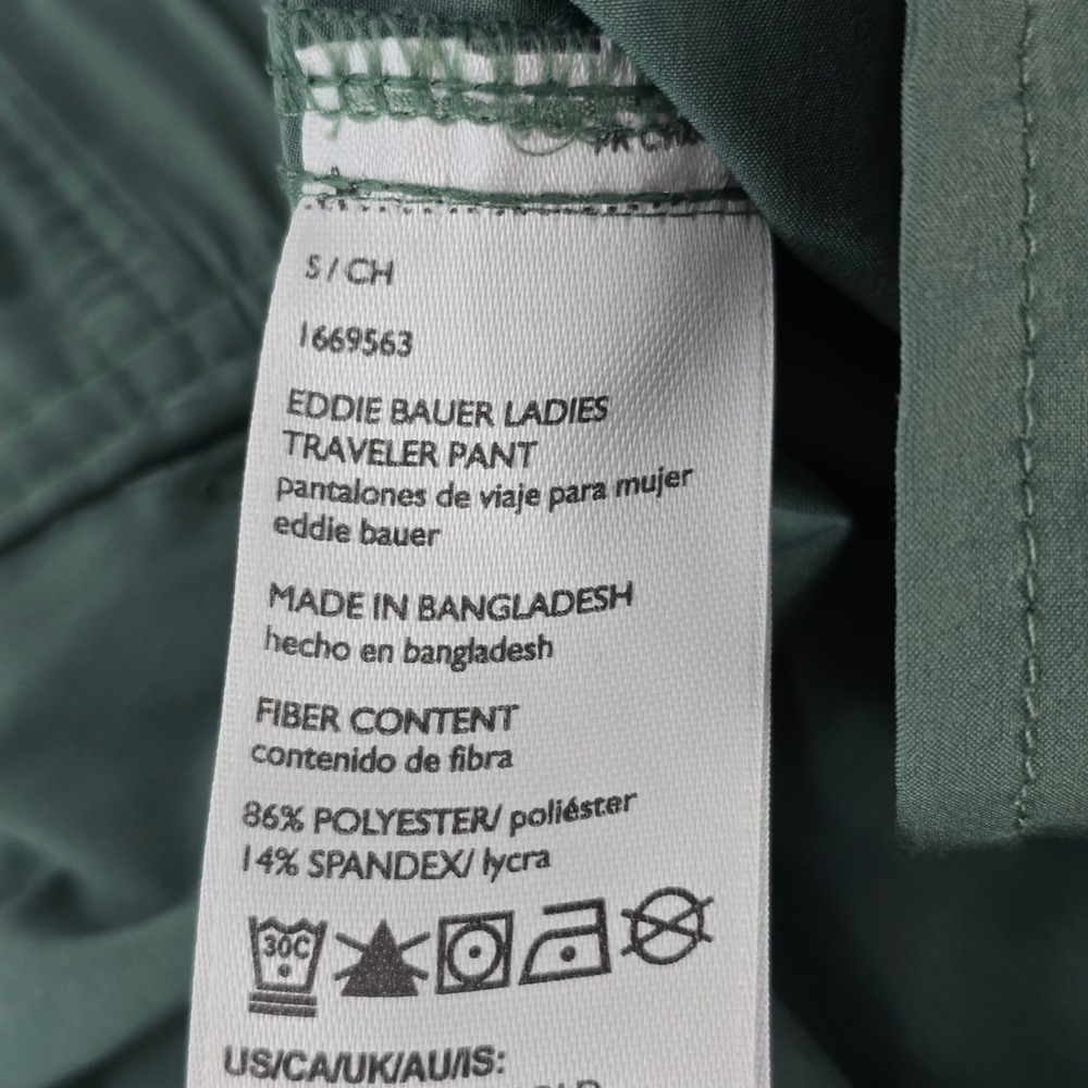 Eddie Bauer Womens Traveler Pant‎ Green Elastic Waist Pockets Size S - Picture 8 of 9
